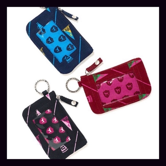 Victoria’s Secret PINK Burgendy, Blue & Black ID Holder Coin Pouch Keychains - Picture 1 of 6